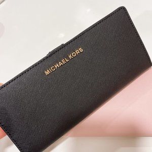[NEW] MICHAEL KORS FLAT SLIM WALLET BLACK